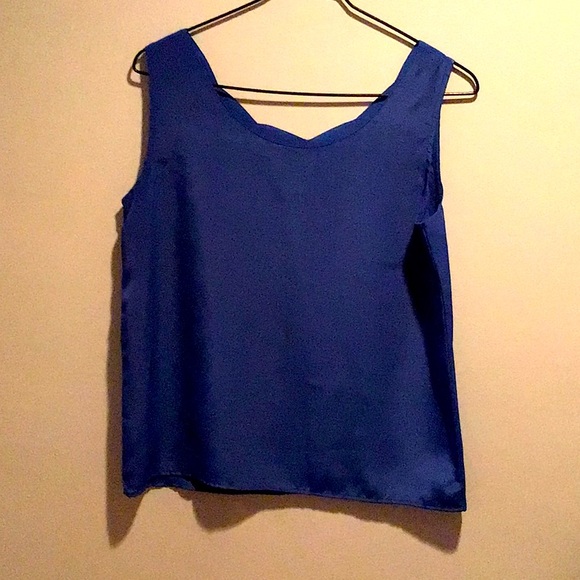First Glance Royal Blue Sleeveless Tank Small Scalloped Neck - Picture 3 of 3